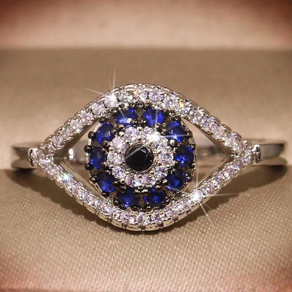 CZ platinum plated Protective eye ring. NWT - Picture 4 of 6